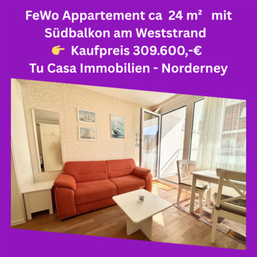 Wohnen - 150 Meter zum Weststrand - kleines FeWo Appartement mit Südbalkon
