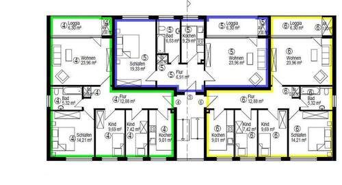 Wohnung Nr. 4, grüne Farbe - 