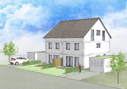 Projektähnliche Illustration - Holzgerlingen-Hülben I: Doppelhaushälfte in familienfreundlicher Lage - MUSTERHAUS SAMSTAGS GEÖFFNET