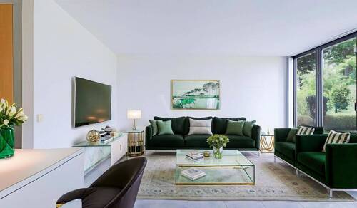 Wohnbereich mit Kamin - 4 Zimmer Reihenendhaus in Berlin