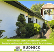 RUDNICK bietet EBENERDIG LEBEN MIT EXTRA: freistehender Bungalow mit Sauna-Keller & Garage in Luthe - Wunstorf