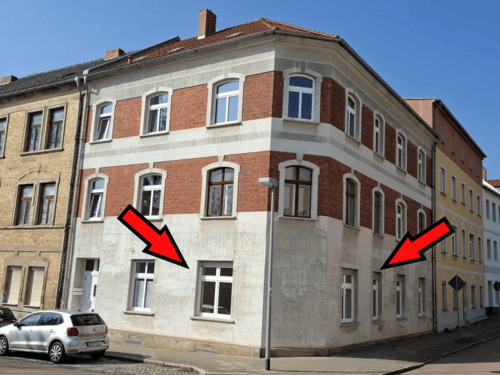 Eckansicht Oststraße/Unterstraße - 4 bis 5-Raum-Wohnung mit Terrasse in Aschersleben