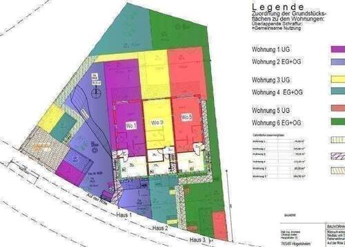 Zuordnung der Grundstücksflächen der Wohnung im EG - 