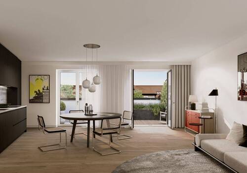 Visualisierung Wohnzimmer - Etagenwohnung mit 90,20 m&sup2; in Berlin zum Kaufen