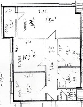 Bild 1 - 3 Zimmer Wohnung mit Balkon - 410,00 EUR Kaltmiete, ca.  87,00 m² Wohnfläche