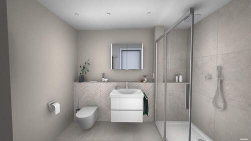 Bad_Whg 4_Dusche Waschbecken - 1 Zimmer-Wohnung mit EBK und Balkon 