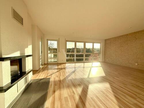 Wohn- und Esszimmer mit Kamin - 3 Zimmer Etagenwohnung in Bad Soden am Taunus