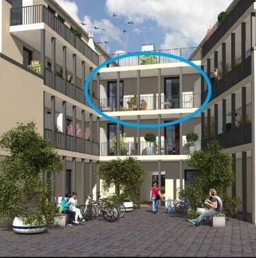 Lage der Wohnung vom Innenhof aus - 