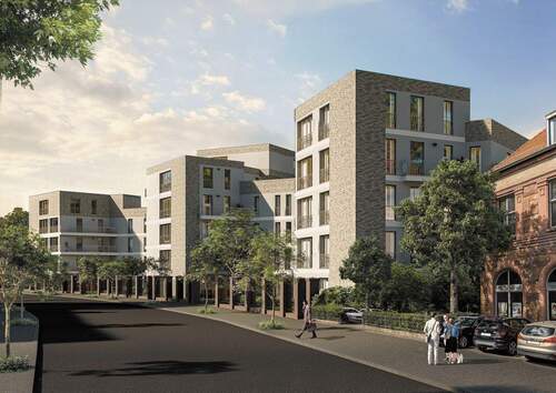 Straßenansicht - Zentrumslage mit Blick ins Grüne - EBK inklusive - Mietzeit begrenzt