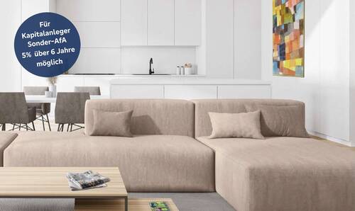 unverbindliche Visualisierung Wohn- und Essbereich - 2 Zimmer mit Südterrasse - 328.000,00 EUR Kaufpreis, ca.  56,00 m² Wohnfläche