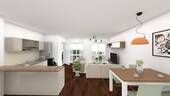 Wohnzimmer - Neubau-Erstbezug! 3-Zimmer- Wohnung mit Terrasse und eigenem Garten in begehrter, wesernaher Lage
