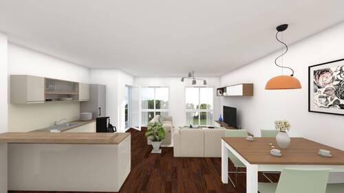 Wohnzimmer - Neubau-Erstbezug! 3-Zimmer- Wohnung mit Terrasse und eigenem Garten in begehrter, wesernaher Lage