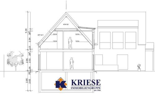 Seitliche Straßenansicht Schnitt innen Raumhöhen - 
