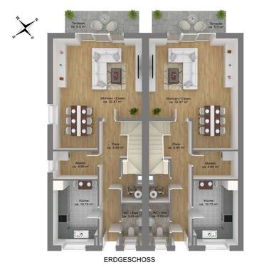 Erdgeschoss Variante 1 - Reihenmittelhaus mit 119,00 m&sup2; in Weyhe zum Kaufen