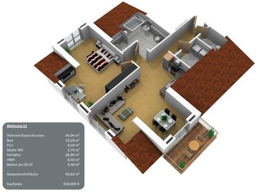 Wohnung 15 - Etagenwohnung mit 90,60 m² in Werlte zum Kaufen
