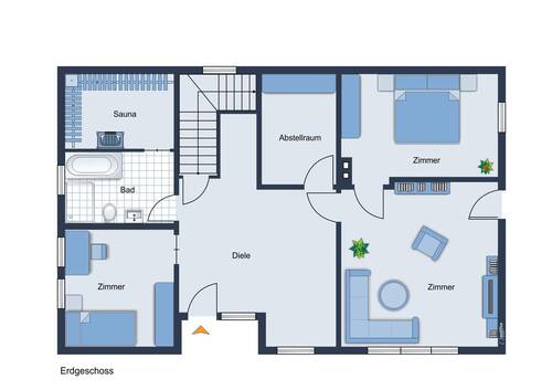 Möbliervorschlag Erdgeschoss Wohnhaus - 