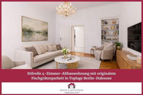 Titelbild - Stilvolle 4-Zimmer-Altbauwohnung mit originalem Fischgrätenparkett in Toplage Berlin-Halensee!