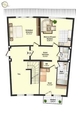Grundriss WE 31 - Einziehen und Wohlfühlen - 3-Zimmer-Wohnung mit Balkon