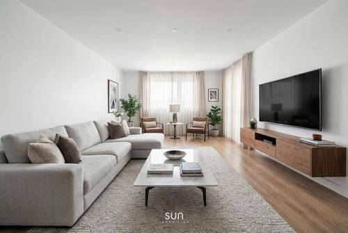 WOHNZIMMER (visualisiert) - ÜBER DEN DÄCHERN VON LANGEN - modernes Wohnen mit Panoramablick