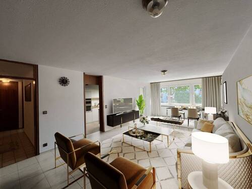 Wohnzimmer grafisch bearbeitet - 2 Zimmer Etagenwohnung zum Kaufen in Schönaich