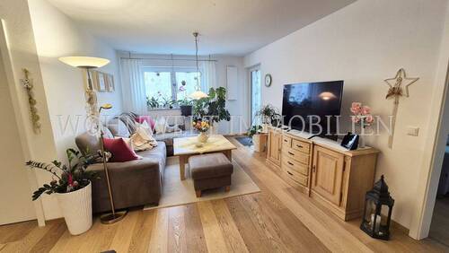 Wohnzimmer - Etagenwohnung mit 69,40 m&sup2; in Neufahrn in Niederbayern zum Kaufen