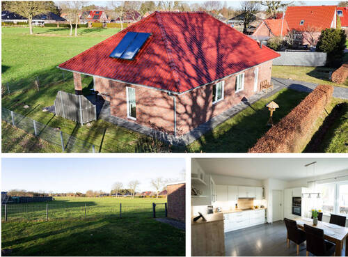 Bild 1 - Ihr Zuhause im Grünen: Ebenerdig, energieeffizient mit Solarthermie und Weitsicht über die Wiesen! NUR 4,5 km in die Auricher Innenstadt!