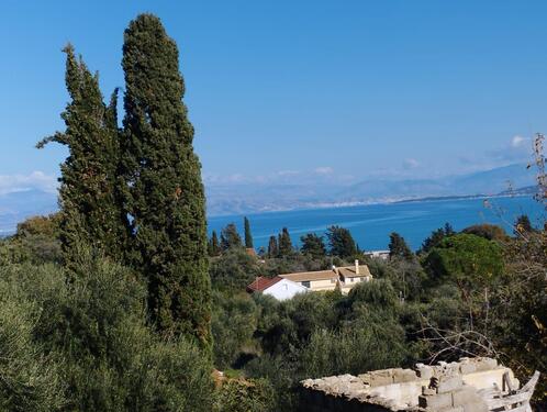 Weitsicht aufs Meer - Schönes Grundstück mit Baugenehmigung in Nordküste von Korfu, Astrakeri