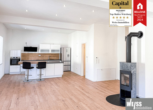 Wohn-Küche - Modernisierte 4-Zimmer-Wohnung mit Loft-Charakter in Greußenheim