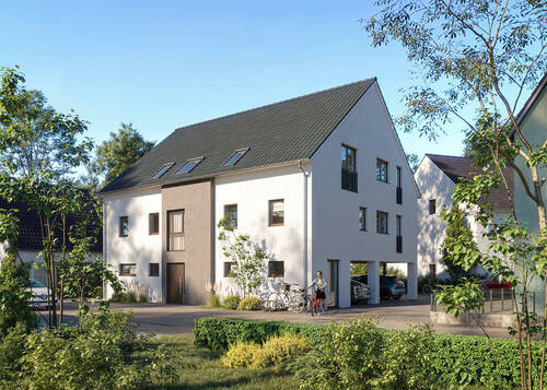 20240701 MFH Strullendorf Straßenansicht 01 1.6K.j - 3 Zimmer Etagenwohnung zum Kaufen in Strullendorf