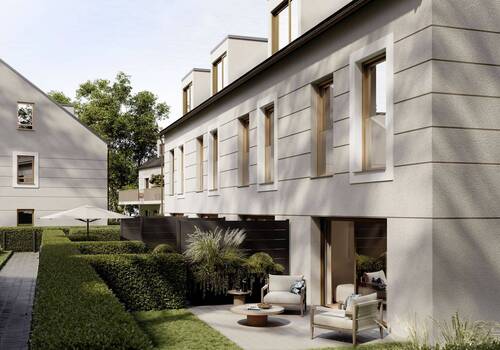 Terrassenansicht.jpg - Birkenhöfe Bubenreuth - Neubau Reihenhäuser im Grünen