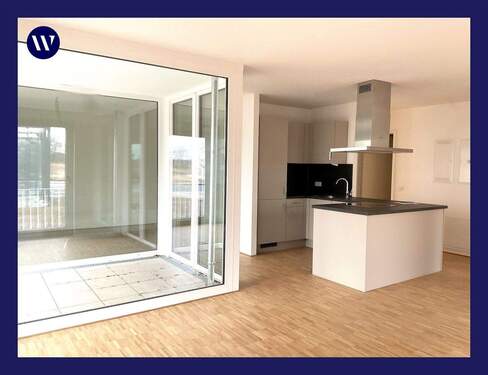 Wohnen-Kochen - Neues Wohngefühl! Helle 3 Zimmer mit Glaswandloggia + Terrasse + Garten + Einbauküche