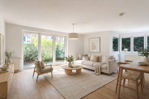 HOMESTAGING Wohnzimmer (KI generiert) - 3 Zimmer Etagenwohnung zum Kaufen in Hamburg