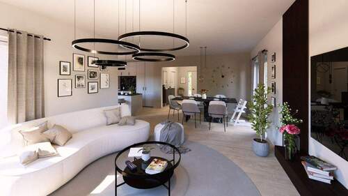 Wohnzimmer - 8 Zimmer Mehrfamilienhaus, Wohnhaus zum Kaufen in Wilschdorf