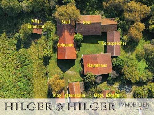 Überblick auf "intakten" 4-Seithof - 7 Zimmer Bauernhaus, Landhaus zum Kaufen in Pfarrkirchen