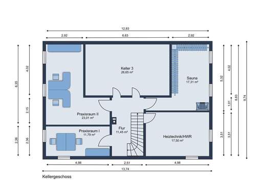 Kellergeschoss Möbliervorschlag - 