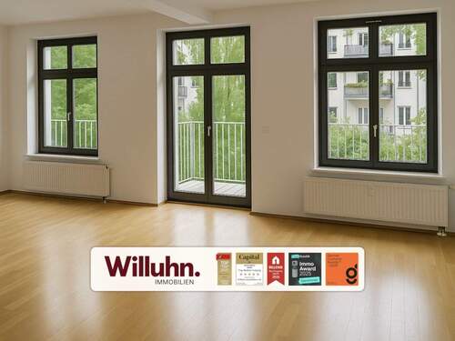 Offener Wohnbereich mit Balkonzugang - Langfristig vermietet: Maisonettewohnung in zweiter Reihe des beliebten Waldstraßenviertels