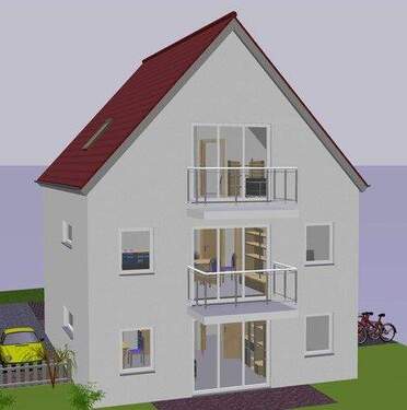 Perspektive Burgau Haus 2.jpg - Attraktive 2 12-Zimmer-OG-Wohnung (Whg. 7) mit Balkon - KfW 40 in ruhiger, zentraler Wohnlage in Burgau