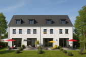 Gartenseite des Hauses - + + + ERSTBEZUG + + + Modernes Reihenhaus mit Garage und Stellplatz + + + Neufahrn (S1)