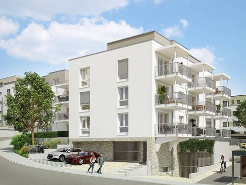 Visualisierung - Bewerben nur mit Wohnberechtigungsschein: Moderne 3,5-Zimmer-Wohnung mit Westbalkon in Bad Säckingen (Erstbezug 2026)