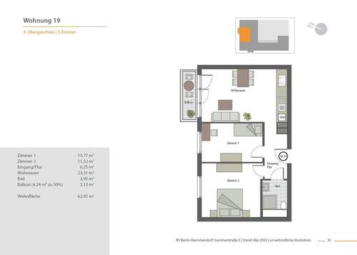 WE19 - Etagenwohnung mit 62,90 m&sup2; in Berlin zum Kaufen