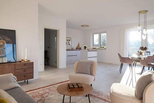 Wohnbereich mit offener Küche - Doppelhaushälfte mit 107,00 m&sup2; in Rostock zum Kaufen