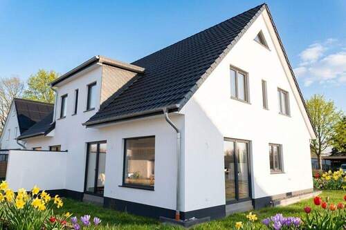 Modernes Einfamilienhaus Fassade - Grillsaison auf der eigenen Terrasse starten: Neubau-Doppelhaushälfte in begehrter Lage