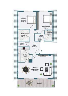 Dachgeschoss mit Apartment - 