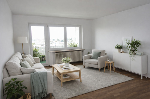 Wohnzimmer KI generiert - 2 Zimmer Etagenwohnung zum Kaufen in Neuötting