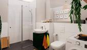 Badezimmer mit Dusche und Waschmaschinenanschluss - Etagenwohnung mit 69,50 m&sup2; in Berlin zum Kaufen
