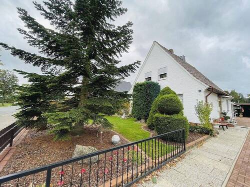 Hausansicht mit Einfahrt - Einfamilienhaus in Diepenau
