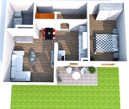 Grundriss.png - renovierte EG-2-Raum-Wohung EBK mit Terrasse, Garten, TG-Stellplatz und Fahrstuhl, optional mit