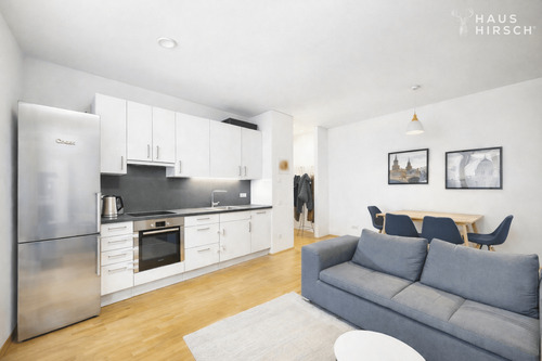 Wohnküche - 2-Zimmer-Neubauwohnung in Mitte mit Parkett und Balkon