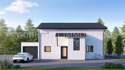 Frontansicht - Neubau von 4 energieeffizienten Einfamilienhäusern in KfW40 Bauweise
