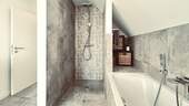modernes Badezimmer mit Dusche und Wanne - 